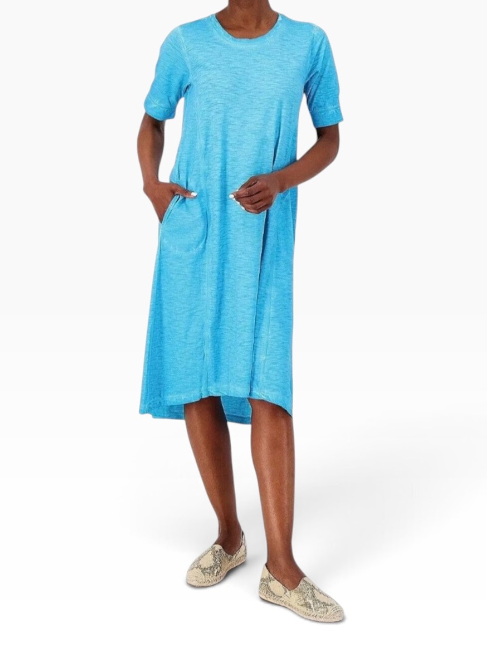LOGO by Lori Goldstein•T Shirt Midi Dress in Scuba Blue
